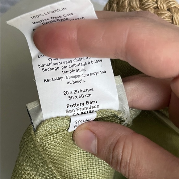 Pottery Barn Olive and Beige Woven Pillow Covers - Picture 3 of 4